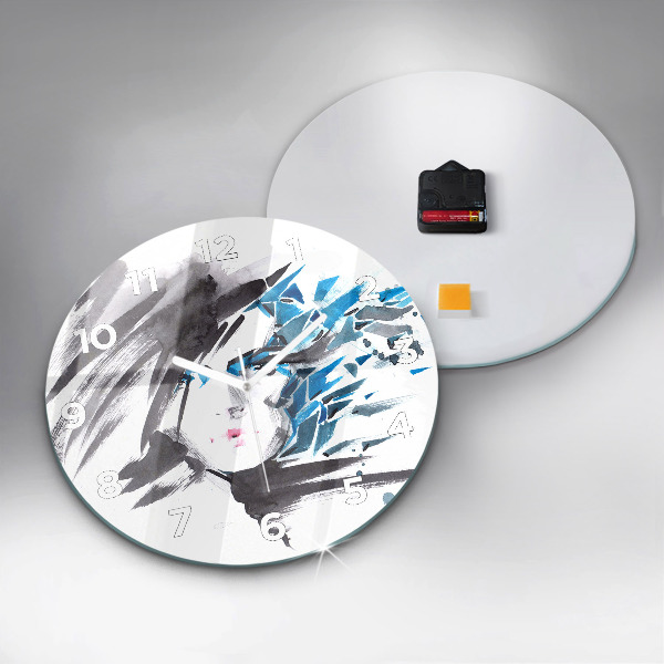 Reloj de cristal redondo Rostro abstracto de mujer