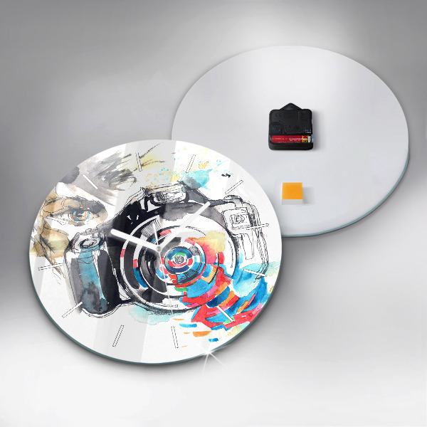 Reloj de cristal redondo Mujer cámara fotógrafa