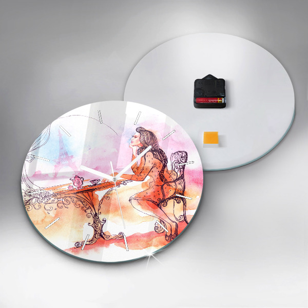 Reloj redondo pared Mujer bebiendo té