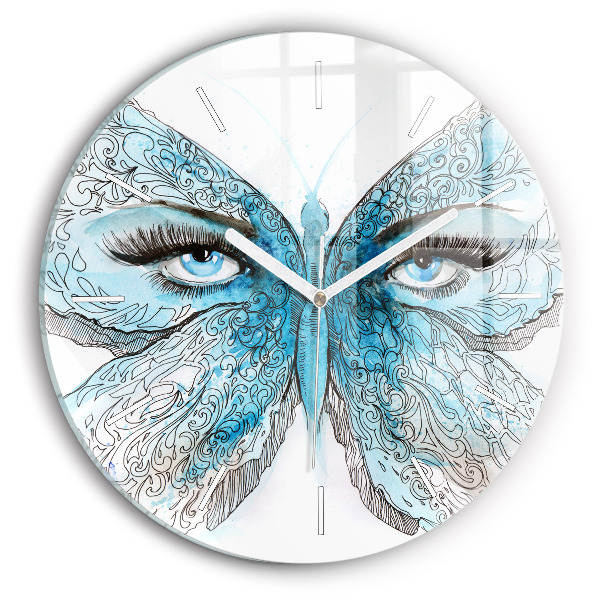 Reloj de pared redondo Cara en forma de mariposa