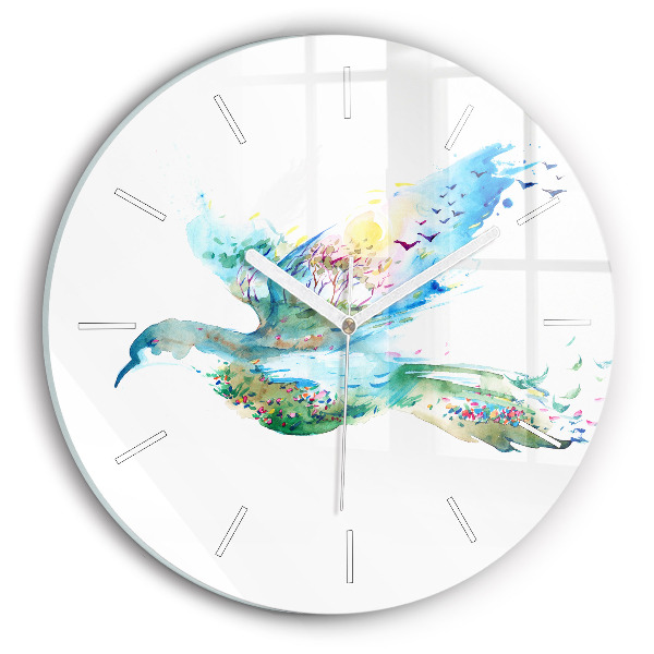 Reloj redondo pared Abstracción de pájaro y primavera