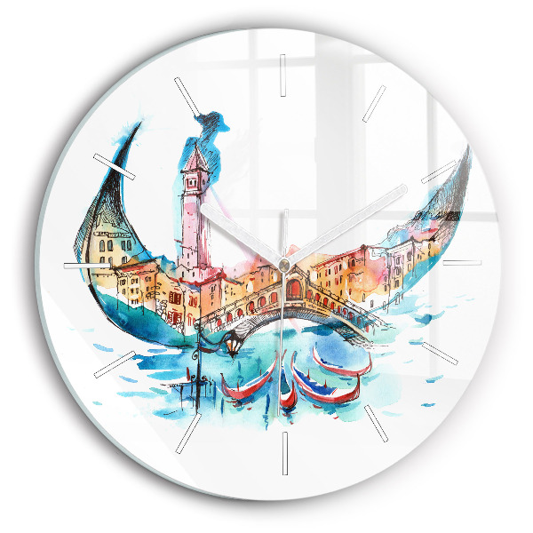 Reloj de cristal redondo Italia - La góndola veneciana