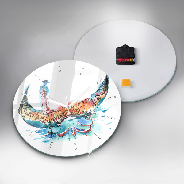 Reloj de cristal redondo Italia - La góndola veneciana