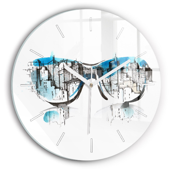 Reloj redondo pared La ciudad en gafas