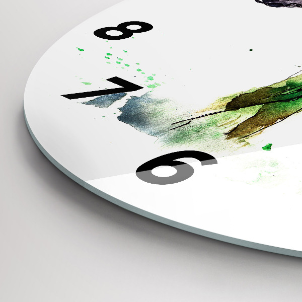 Reloj de cristal redondo Alce y paisaje de montaña