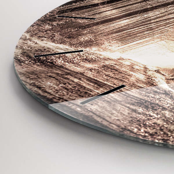 Reloj de pared redondo Camino forestal en sepia