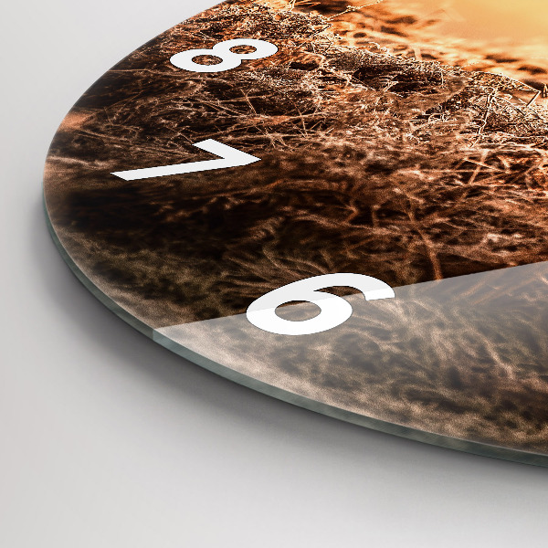 Reloj de cristal redondo Ciervo al amanecer