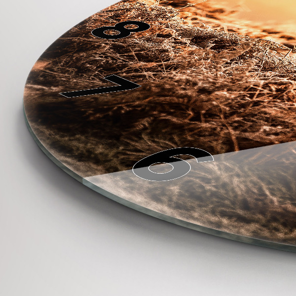 Reloj de cristal redondo Ciervo al amanecer