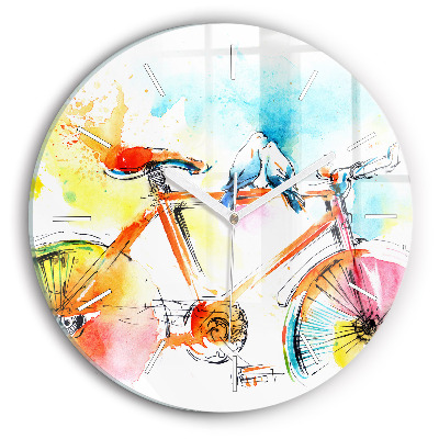 Reloj de cristal redondo Bicicleta pintada