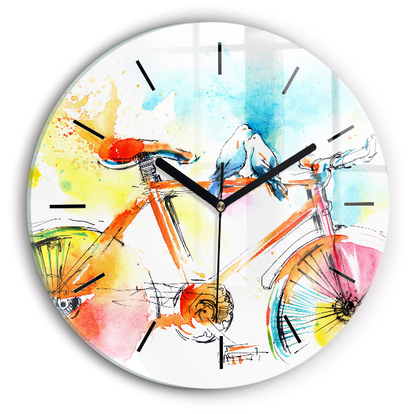 Reloj de cristal redondo Bicicleta pintada