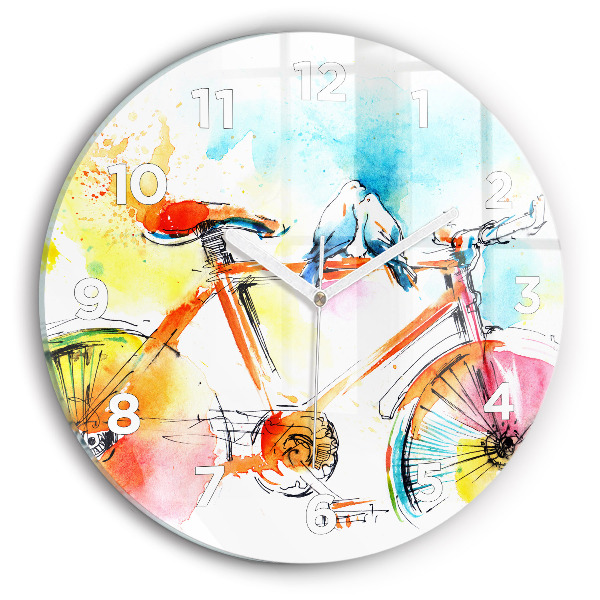 Reloj de cristal redondo Bicicleta pintada