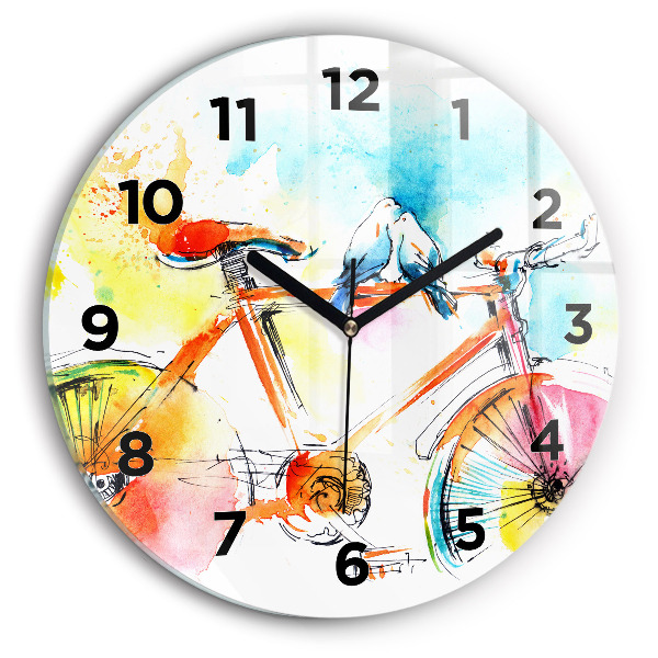 Reloj de cristal redondo Bicicleta pintada