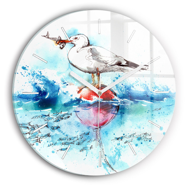 Reloj de pared redondo Gaviota pintada
