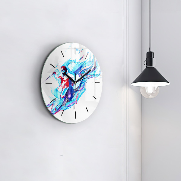 Reloj de pared redondo Esquiador