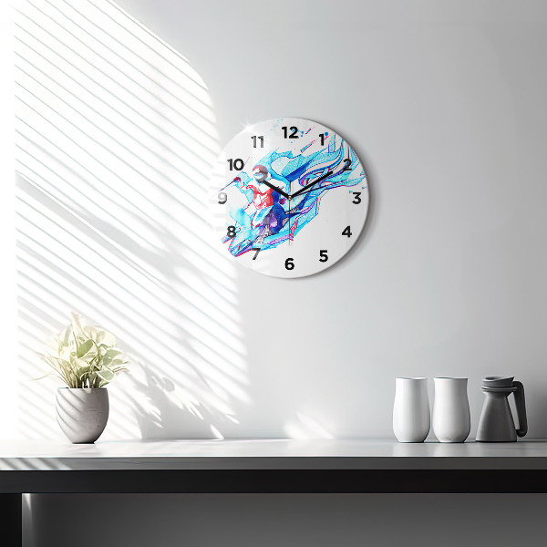 Reloj de pared redondo Esquiador