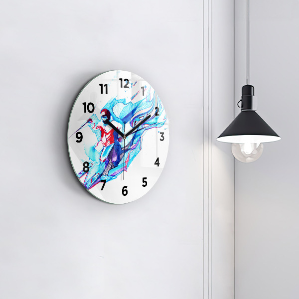 Reloj de pared redondo Esquiador