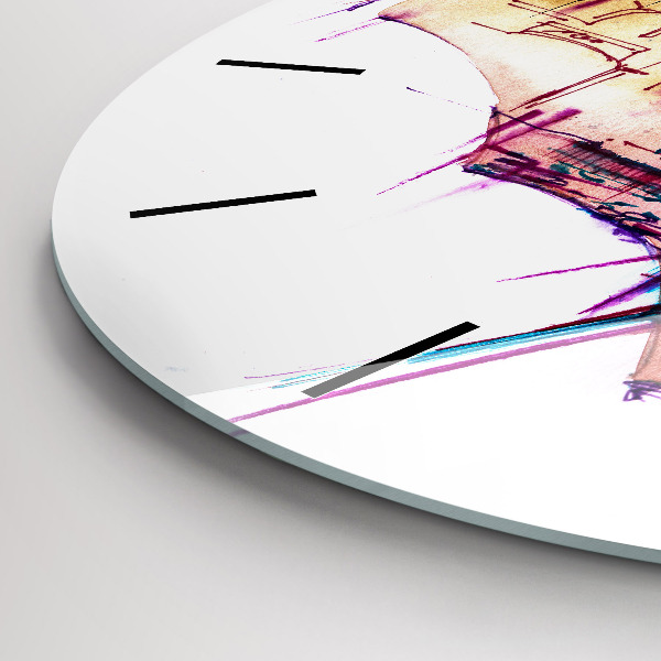 Reloj de pared redondo Paraguas y ciudad