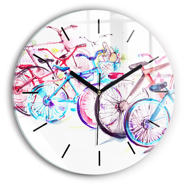 Reloj redondo pared Bicicletas urbanas de colores