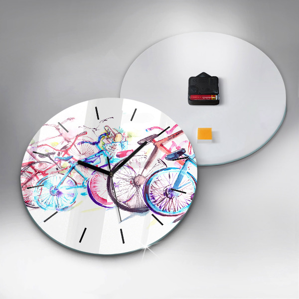 Reloj redondo pared Bicicletas urbanas de colores