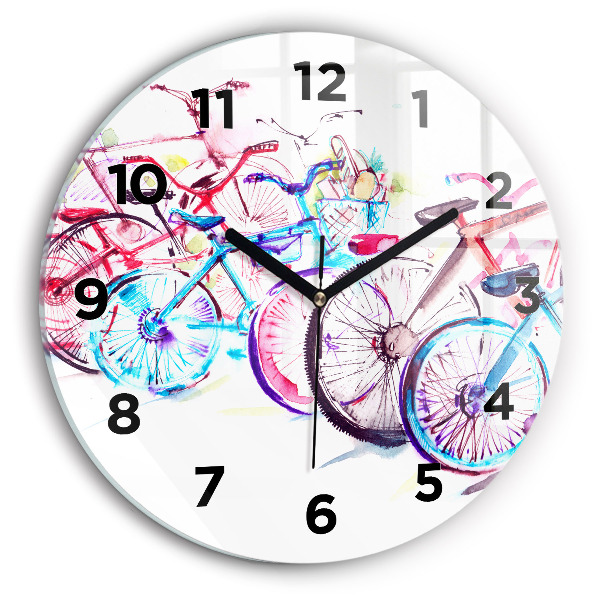 Reloj redondo pared Bicicletas urbanas de colores