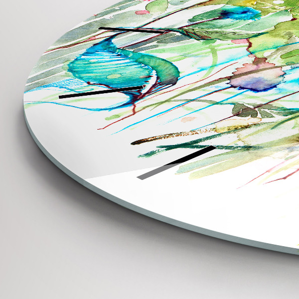 Reloj de cristal redondo Amapolas en un prado