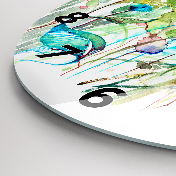 Reloj de cristal redondo Amapolas en un prado