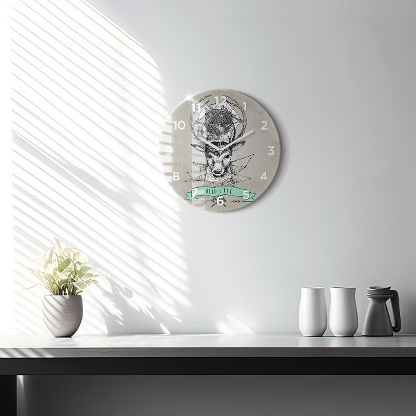 Reloj de pared redondo Cabeza de ciervo