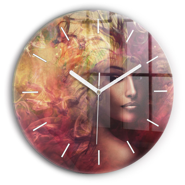 Reloj de cristal redondo Retrato de mujer