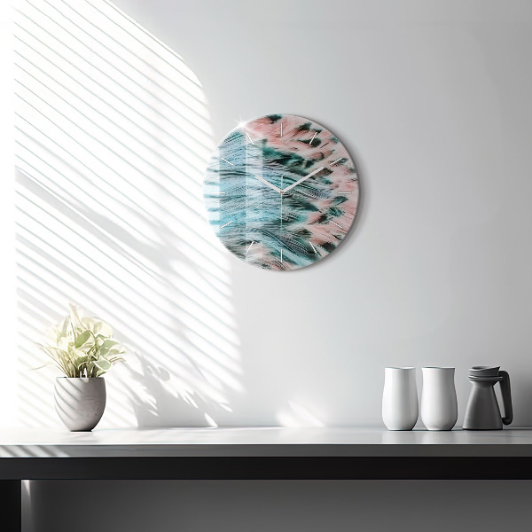 Reloj redondo pared Plumas de colores