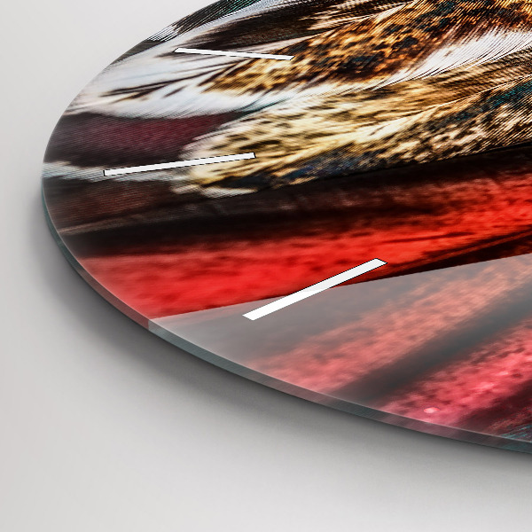 Reloj de pared redondo Plumas marrón claro de un pájaro