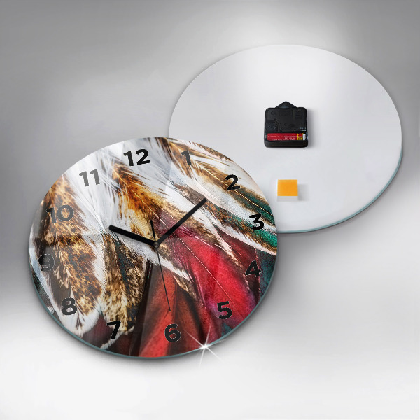 Reloj de pared redondo Plumas marrón claro de un pájaro