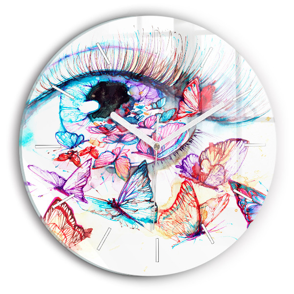 Reloj de cristal redondo Mariposas de ojos de colores
