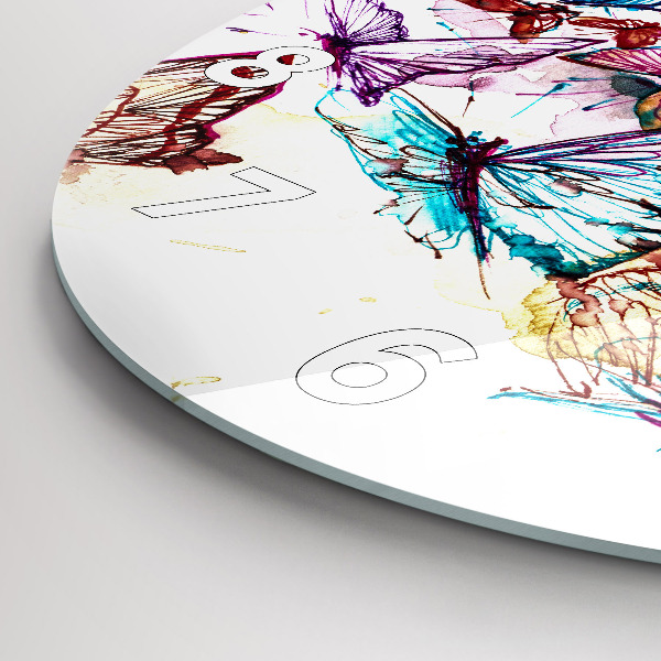 Reloj de cristal redondo Mariposas de ojos de colores