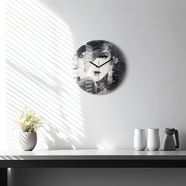 Reloj de pared redondo Mujer - acuarela
