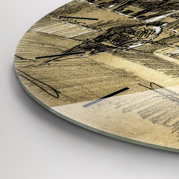 Reloj redondo pared Parque y árboles en sepia