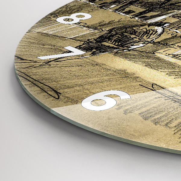 Reloj redondo pared Parque y árboles en sepia