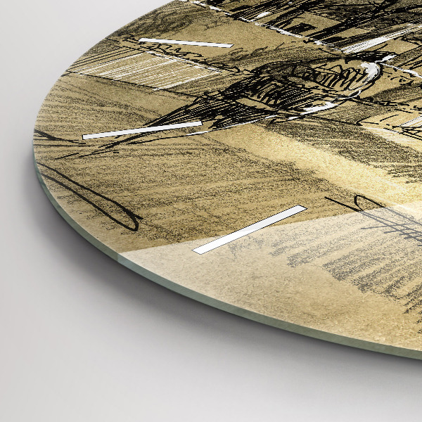 Reloj redondo pared Parque y árboles en sepia