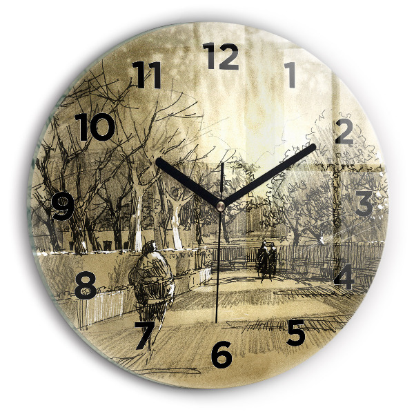 Reloj redondo pared Parque y árboles en sepia