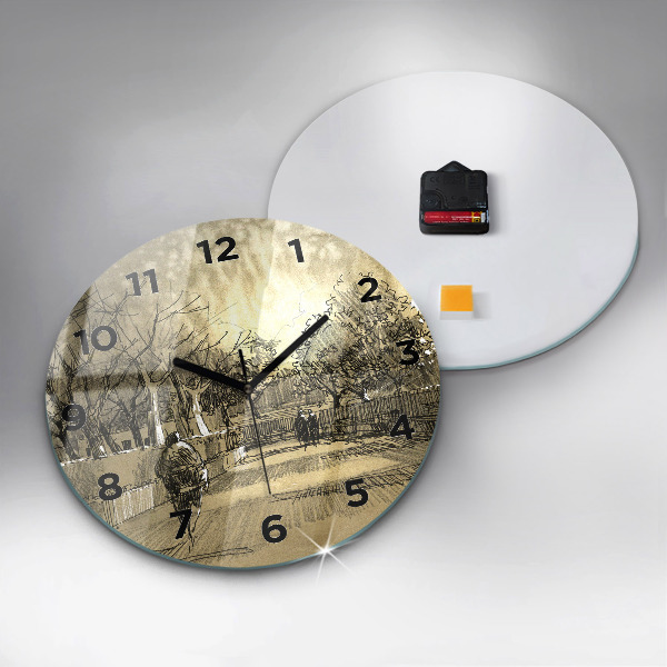 Reloj redondo pared Parque y árboles en sepia