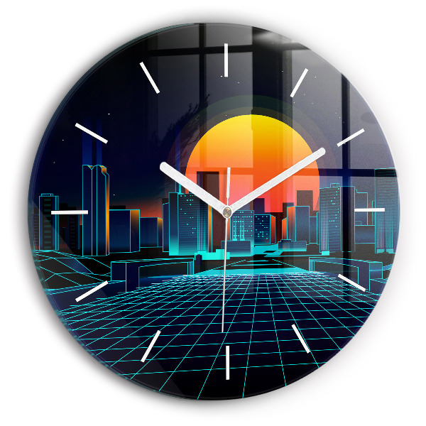 Reloj de cristal redondo Ciudad del ciberespacio