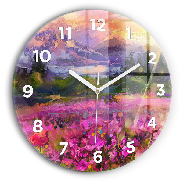 Reloj de pared redondo Paisaje de naturaleza y flores