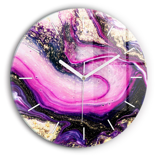 Reloj de cristal redondo Mármol abstracto