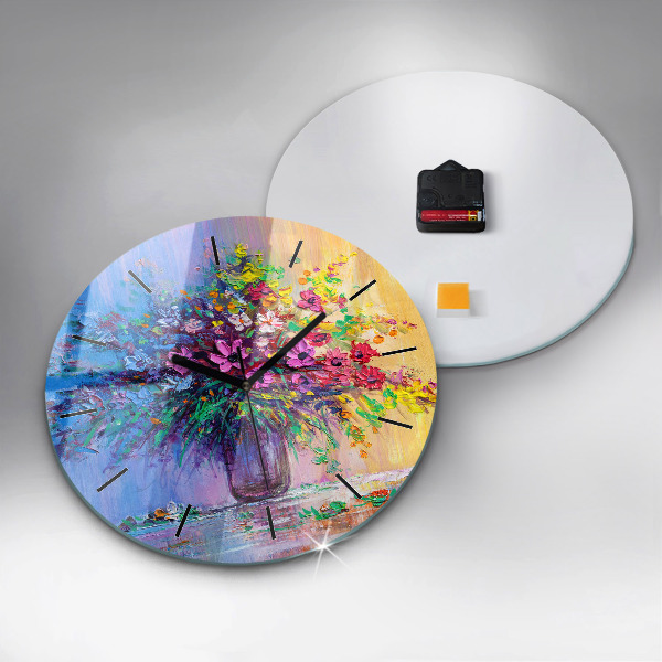 Reloj de cristal redondo Flores en un jarrón