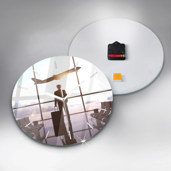 Reloj redondo pared Hombre en el aeropuerto