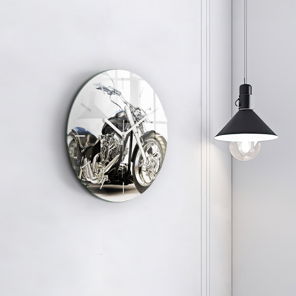 Reloj de pared redondo Moto negra