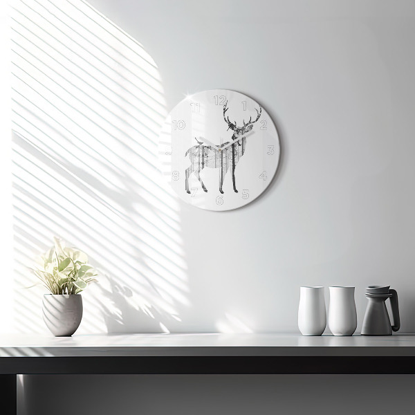 Reloj de pared redondo Silueta de un ciervo Bosque