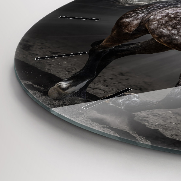 Reloj de cristal redondo Caballo al galope