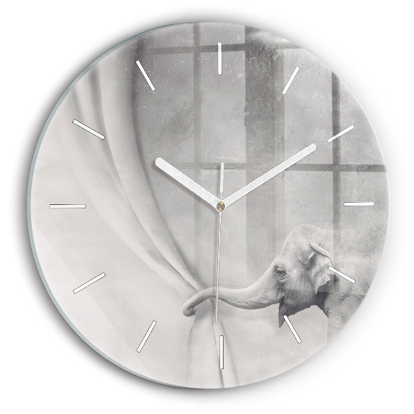 Reloj de cristal redondo Elefante