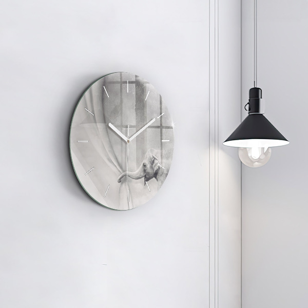 Reloj de cristal redondo Elefante