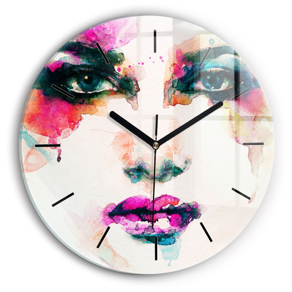 Reloj de pared redondo Rostro abstracto de mujer